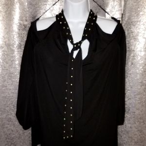 MK women's cold shoulder long sleeve blouse